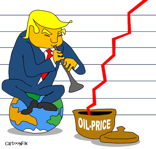 Cartoon: The Snake Charmer (medium) by Cartoonfix tagged ölpreis,iran,krieg,usa,israel,golfstaaten