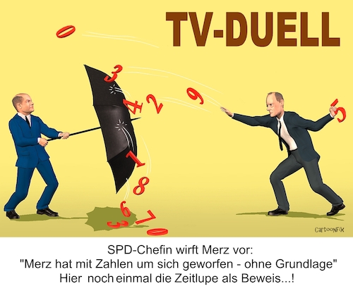 Cartoon: TV-DUELL (medium) by Cartoonfix tagged tv,duell,merz,scholz,2025