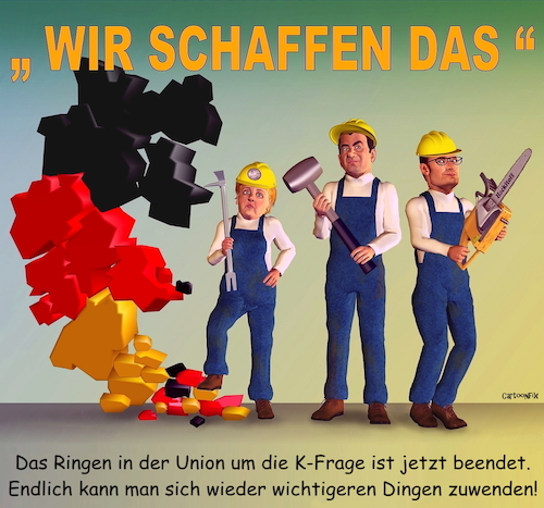 Cartoon: Wir schaffen das... (medium) by Cartoonfix tagged corona,maßnahmen,infektionsschutzgesetz,merkel,söder,spahn