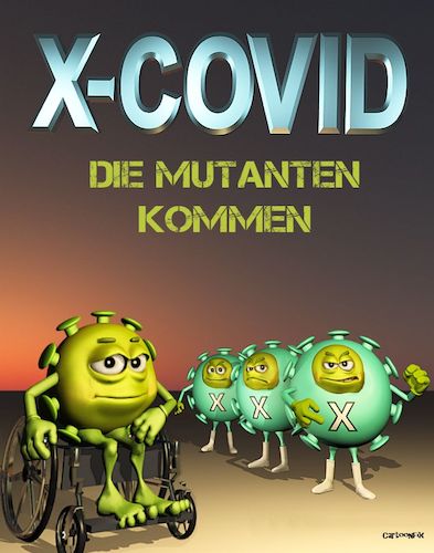 Cartoon: X-COVID Die Mutanten kommen (medium) by Cartoonfix tagged covid,corona,mutation,pandemie,marvel,men