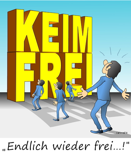Cartoon: Frei... (medium) by Cartoonfix tagged corona,pandemie,lockdown,grundrechte,freiheit,einschränkung,grundgesetz,hygiene
