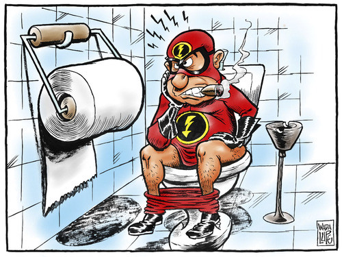 Cartoon: el otro lado de los superpoderes (medium) by Wadalupe tagged superheroe,fastidio,paciencia