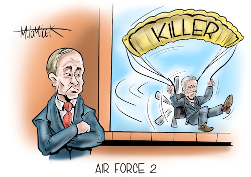 Cartoon: Air Force 2 (medium) by Mirco Tomicek tagged us,präsident,joe,biden,wladimir,putin,treffen,genf,usa,amerika,russland,kreml,chef,killer,auf,augenhöhe,gipfel,beziehung,cartoon,karikatur,pressekarikatur,mirco,tomicek,us,präsident,joe,biden,wladimir,putin,treffen,genf,usa,amerika,russland,kreml,chef,killer,auf,augenhöhe,gipfel,beziehung,cartoon,karikatur,pressekarikatur,mirco,tomicek