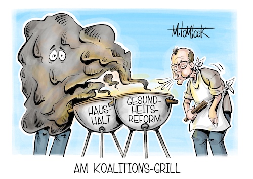 Cartoon: Am Koalitions-Grill (medium) by Mirco Tomicek tagged koalition,cdu,csu,union,spd,merz,regierung,gesundheit,gesundheitsreform,reformen,reform,haushalt,bundeskabinett,kabinett,grill,karikatur,cartoon,pressekarikatur,mirco,tomicek,koalition,cdu,csu,union,spd,merz,regierung,gesundheit,gesundheitsreform,reformen,reform,haushalt,bundeskabinett,kabinett,grill,karikatur,cartoon,pressekarikatur,mirco,tomicek