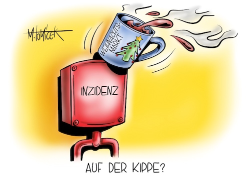 Cartoon: Auf der Kippe? (medium) by Mirco Tomicek tagged weihnachtsmarkt,weihnachtsmärkte,eröffnet,märkte,weihnachten,abgesagt,corona,pandemie,inzidenz,inzidenzwert,steigende,zahlen,impfpflicht,2g,notbremse,glühwein,cartoon,karikatur,pressekarikatur,mirco,tomicek,weihnachtsmarkt,weihnachtsmärkte,eröffnet,märkte,weihnachten,abgesagt,corona,pandemie,inzidenz,inzidenzwert,steigende,zahlen,impfpflicht,2g,notbremse,glühwein,cartoon,karikatur,pressekarikatur,mirco,tomicek