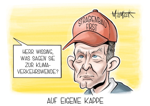 Cartoon: Auf eigene Kappe (medium) by Mirco Tomicek tagged verkehr,verkehrswende,folker,wissing,klimaschutz,klima,lkw,bahn,zug,gleise,züge,güterverkehr,autobahn,autobahnen,straßen,straße,straßenbau,straßenausbau,trump,karikatur,pressekarikatur,cartoon,mirco,tomicek,verkehr,verkehrswende,folker,wissing,klimaschutz,klima,lkw,bahn,zug,gleise,züge,güterverkehr,autobahn,autobahnen,straßen,straße,straßenbau,straßenausbau,trump,karikatur,pressekarikatur,cartoon,mirco,tomicek