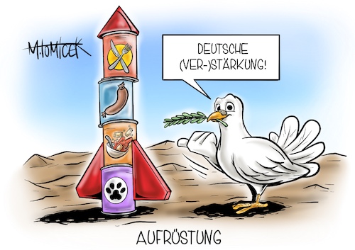 Cartoon: Aufrüstung (medium) by Mirco Tomicek tagged deutschland,lieferung,flugabwehr,flugabwehrraketen,rakete,raketen,ukraine,konflikt,krise,krieg,hilfe,spende,spenden,konserven,solidarität,nahrung,flüchtlinge,flucht,kriegsflüchtlinge,russland,friedenstaube,frieden,cartoon,karikatur,pressekarikatur,mirco,tomicek,deutschland,lieferung,flugabwehr,flugabwehrraketen,rakete,raketen,ukraine,konflikt,krise,krieg,hilfe,spende,spenden,konserven,solidarität,nahrung,flüchtlinge,flucht,kriegsflüchtlinge,russland,friedenstaube,frieden,cartoon,karikatur,pressekarikatur,mirco,tomicek