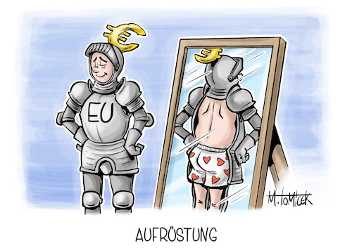 Cartoon: Aufrüstung (medium) by Mirco Tomicek tagged eu,krisengipfel,gipfel,usa,amerika,ukraine,krieg,russland,aufrüstung,rüstung,verteidigung,militär,militärhilfe,milliarden,euro,schulden,schuldenbremse,verteidigungsausgaben,von,der,leyen,karikatur,pressekarikatur,cartoon,mirco,tomicek,eu,krisengipfel,gipfel,usa,amerika,ukraine,krieg,russland,aufrüstung,rüstung,verteidigung,militär,militärhilfe,milliarden,euro,schulden,schuldenbremse,verteidigungsausgaben,von,der,leyen,karikatur,pressekarikatur,cartoon,mirco,tomicek