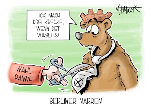 Cartoon: Berliner-Narren (medium) by Mirco Tomicek tagged wahl,berlin,berliner,wahlen,wahlbriefe,wahlbrief,entdeckt,ungezählt,stimmen,panne,pannen,chaos,bär,wahlpanne,briefwahl,karneval,cartoon,karikatur,pressekarikatur,mirco,tomicek,wahl,berlin,berliner,wahlen,wahlbriefe,wahlbrief,entdeckt,ungezählt,stimmen,panne,pannen,chaos,bär,wahlpanne,briefwahl,karneval,cartoon,karikatur,pressekarikatur,mirco,tomicek