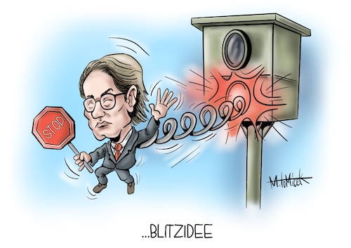 Cartoon: Blitzidee (medium) by Mirco Tomicek tagged scheuer,bußgeld,bußgeldkatalog,verkehrsminister,stvo,straßenverkehr,blitzer,führerschein,verkehrssünder,unordnung,chaos,auto,karikatur,cartoon,mirco,tomicek,scheuer,bußgeld,bußgeldkatalog,verkehrsminister,stvo,straßenverkehr,blitzer,führerschein,verkehrssünder,unordnung,chaos,auto,karikatur,cartoon,mirco,tomicek