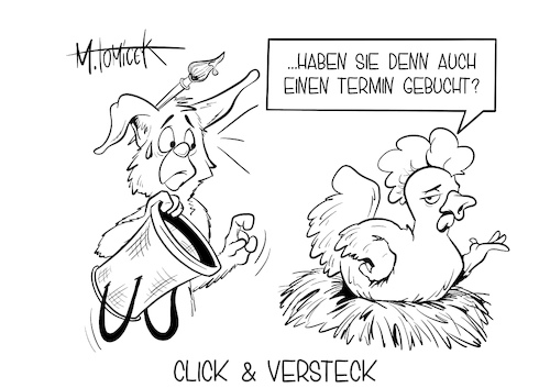 Cartoon: Click and Versteck (medium) by Mirco Tomicek tagged ostern,osterhase,osterferien,osterurlaub,hase,ostereier,eier,huhn,tier,tiere,nest,lockdown,corona,covid19,shutdown,pandemie,bund,länder,verlängerung,verlängerungen,angela,merkel,konferenz,gipfel,coronagipfel,urlaub,reise,reisen,kurzurlaub,feiertage,april,kontakte,kontakt,ausgangssperre,ausgang,click,and,collect,meet,kontaktbeschränkungen,beschränkungen,einzelhandel,handel,läden,cartoon,karikatur,pressekarikatur,mirco,tomicek,ostern,osterhase,osterferien,osterurlaub,hase,ostereier,eier,huhn,tier,tiere,nest,lockdown,corona,covid19,shutdown,pandemie,bund,länder,verlängerung,verlängerungen,angela,merkel,konferenz,gipfel,coronagipfel,urlaub,reise,reisen,kurzurlaub,feiertage,april,kontakte,kontakt,ausgangssperre,ausgang,click,and,collect,meet,kontaktbeschränkungen,beschränkungen,einzelhandel,handel,läden,cartoon,karikatur,pressekarikatur,mirco,tomicek