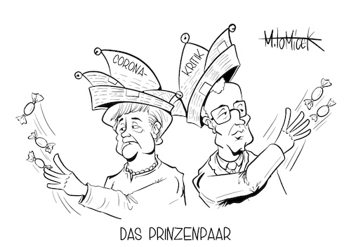 Cartoon: Das Prinzenpaar (medium) by Mirco Tomicek tagged corona,covid19,beschlüsse,gipfel,coronagipfel,infektionszahlen,zahlen,inzidenz,inzidenzwert,wert,ansteckung,virus,viren,pandemie,lockdown,shutdown,angela,merkel,jens,spahn,politik,prinzenpaar,prinz,karneval,rosenmontag,rosenmontagsumzug,umzug,köln,helau,cartoon,karikatur,pressekarikatur,mirco,tomicek,corona,covid19,beschlüsse,gipfel,coronagipfel,infektionszahlen,zahlen,inzidenz,inzidenzwert,wert,ansteckung,virus,viren,pandemie,lockdown,shutdown,angela,merkel,jens,spahn,politik,prinzenpaar,prinz,karneval,rosenmontag,rosenmontagsumzug,umzug,köln,helau,cartoon,karikatur,pressekarikatur,mirco,tomicek