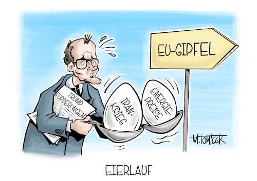 Cartoon: Eierlauf (medium) by Mirco Tomicek tagged friedrich,merz,regierungserklärung,iran,krieg,trump,energiepreise,spritpreise,preise,energien,öl,ölpreis,tanken,eu,gipfel,brüssel,europa,nato,ostern,ostereier,karikatur,pressekarikatur,cartoon,mirco,tomicek,friedrich,merz,regierungserklärung,iran,krieg,trump,energiepreise,spritpreise,preise,energien,öl,ölpreis,tanken,eu,gipfel,brüssel,europa,nato,ostern,ostereier,karikatur,pressekarikatur,cartoon,mirco,tomicek