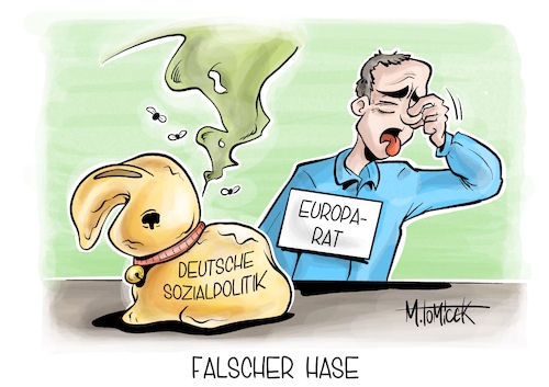 Cartoon: Falscher Hase (medium) by Mirco Tomicek tagged europarat,europa,rat,armut,armutszeugnis,bekämpfung,armutsbekämpfung,deutschland,sozial,sozialpolitik,eu,ostern,karikatur,pressekarikatur,cartoon,mirco,tomicek,europarat,europa,rat,armut,armutszeugnis,bekämpfung,armutsbekämpfung,deutschland,sozial,sozialpolitik,eu,ostern,karikatur,pressekarikatur,cartoon,mirco,tomicek