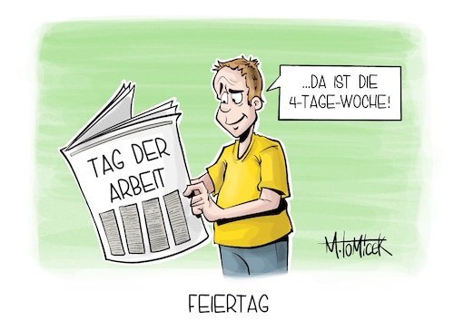 Cartoon: Feiertag (medium) by Mirco Tomicek tagged tag,der,arbeit,mai,feiertag,vier,tage,woche,april,arbeiten,arbeitswoche,karikatur,pressekarikatur,cartoon,mirco,tomicek,tag,der,arbeit,mai,feiertag,vier,tage,woche,april,arbeiten,arbeitswoche,karikatur,pressekarikatur,cartoon,mirco,tomicek