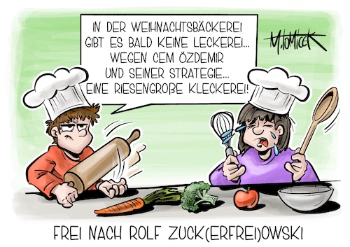 Cartoon: Frei nach Rolf Zuck-erfrei-owski (medium) by Mirco Tomicek tagged sitzung,minister,cem,özdemir,pläne,plan,ernährungsstrategie,ernährung,gesund,ernähren,gesundes,essen,nahrung,zucker,zuckerfrei,salz,fett,fleisch,gemüse,obst,gesünder,strategie,weihnachtsbäckerei,rolf,zuckowski,weihnachten,plätzchen,kekse,cartoon,karikatur,pressekarikatur,mirco,tomicek,sitzung,minister,cem,özdemir,pläne,plan,ernährungsstrategie,ernährung,gesund,ernähren,gesundes,essen,nahrung,zucker,zuckerfrei,salz,fett,fleisch,gemüse,obst,gesünder,strategie,weihnachtsbäckerei,rolf,zuckowski,weihnachten,plätzchen,kekse,cartoon,karikatur,pressekarikatur,mirco,tomicek