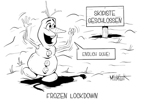 Cartoon: Frozen Lockdown (medium) by Mirco Tomicek tagged ski,skigebiete,skipiste,piste,skifahren,winterurlaub,urlaub,winter,weihnachten,wintersport,lockdown,shutdown,maßnahmen,coronamaßnahmen,geschlossen,schließung,schnee,schneesport,eis,skilanglauf,snowborden,snowboarding,sport,weihnachtsurlaub,weihnachtsferien,frozen,disney,olaf,schneemann,kontaktverbot,kontaktbeschränkung,beschränkung,regeln,coronaregeln,virus,karikatur,cartoon,pressekarikatur,mirco,tomicek,ski,skigebiete,skipiste,piste,skifahren,winterurlaub,urlaub,winter,weihnachten,wintersport,lockdown,shutdown,maßnahmen,coronamaßnahmen,geschlossen,schließung,schnee,schneesport,eis,skilanglauf,snowborden,snowboarding,sport,weihnachtsurlaub,weihnachtsferien,frozen,disney,olaf,schneemann,kontaktverbot,kontaktbeschränkung,beschränkung,regeln,coronaregeln,virus,karikatur,cartoon,pressekarikatur,mirco,tomicek