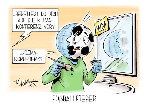 Cartoon: Fußballfieber (medium) by Mirco Tomicek tagged bonn,un,klimakonferenz,weltklimakonferenz,anatalya,klima,klimaschutz,klimawandel,hitzewellen,umwelt,wm,fußball,mannschaft,weltmeisterschaft,fußballfieber,karikatur,cartoon,pressekarikatur,mirco,tomicek,bonn,un,klimakonferenz,weltklimakonferenz,anatalya,klima,klimaschutz,klimawandel,hitzewellen,umwelt,wm,fußball,mannschaft,weltmeisterschaft,fußballfieber,karikatur,cartoon,pressekarikatur,mirco,tomicek