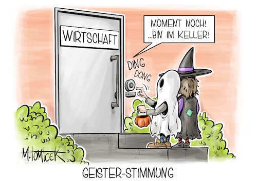 Cartoon: Geister-Stimmung (medium) by Mirco Tomicek tagged wirtschaft,geschrumpft,im,keller,statistisches,bundesamt,bruttoinlandsprodukt,bip,deutschland,quartal,halloween,kostüm,süßes,sonst,gibts,saures,geister,karikatur,pressekarikatur,cartoon,mirco,tomicek,wirtschaft,geschrumpft,im,keller,statistisches,bundesamt,bruttoinlandsprodukt,bip,deutschland,quartal,halloween,kostüm,süßes,sonst,gibts,saures,geister,karikatur,pressekarikatur,cartoon,mirco,tomicek