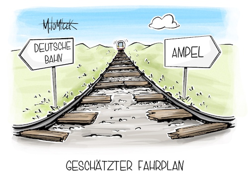 Cartoon: Geschätzter Fahrplan (medium) by Mirco Tomicek tagged ampel,ampelkoalition,regierung,haushalt,bundeshaushalt,sparen,finanzen,deutsche,bahn,zug,züge,fahrpreise,preise,db,zugverkehr,pendler,tickets,finanzierung,geschätzte,fahrpläne,fahrplan,cartoon,karikatur,pressekarikatur,mirco,tomicek,ampel,ampelkoalition,regierung,haushalt,bundeshaushalt,sparen,finanzen,deutsche,bahn,zug,züge,fahrpreise,preise,db,zugverkehr,pendler,tickets,finanzierung,geschätzte,fahrpläne,fahrplan,cartoon,karikatur,pressekarikatur,mirco,tomicek