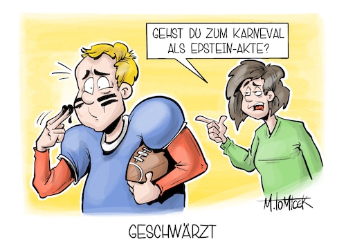 Cartoon: Geschwärzt (medium) by Mirco Tomicek tagged american,football,super,bowl,usa,amerika,us,epstein,akten,akte,geschwärzte,namen,geschwärzt,fastnacht,fasching,karneval,kostüm,kostüme,karikatur,cartoon,pressekarikatur,mirco,tomicek,american,football,super,bowl,usa,amerika,us,epstein,akten,akte,geschwärzte,namen,geschwärzt,fastnacht,fasching,karneval,kostüm,kostüme,karikatur,cartoon,pressekarikatur,mirco,tomicek