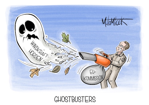 Cartoon: Ghostbusters (medium) by Mirco Tomicek tagged eu,kommission,windkraft,wind,windenergie,energie,europa,hürden,energien,strom,grün,energiewende,ghostbusters,karikatur,pressekarikatur,cartoon,mirco,tomicek,eu,kommission,windkraft,wind,windenergie,energie,europa,hürden,energien,strom,grün,energiewende,ghostbusters,karikatur,pressekarikatur,cartoon,mirco,tomicek