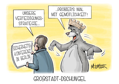 Cartoon: Großstadt-Dschungel (medium) by Mirco Tomicek tagged sicherheitskonferenz,sicherheit,konferenz,verteidigung,bundeswehr,soldaten,wehrdienst,wehrpflicht,boris,pistorius,eu,europa,berlin,gipfel,disney,balu,dschungelbuch,karikatur,pressekarikatur,cartoon,mirco,tomicek,sicherheitskonferenz,sicherheit,konferenz,verteidigung,bundeswehr,soldaten,wehrdienst,wehrpflicht,boris,pistorius,eu,europa,berlin,gipfel,disney,balu,dschungelbuch,karikatur,pressekarikatur,cartoon,mirco,tomicek