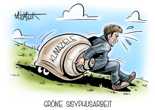 Cartoon: Grüne Sisyphusarbeit (medium) by Mirco Tomicek tagged klimaschutzminister,klima,klimaziel,klimaziele,ziel,ziele,umwelt,erde,klimaschutz,schutz,umweltschutz,robert,habeck,tempo,solar,atomkraft,grüner,grüne,eröffnungsbilanz,co2,ausstoß,treibhausgase,cartoon,karikatur,pressekarikatur,mirco,tomicek,klimaschutzminister,klima,klimaziel,klimaziele,ziel,ziele,umwelt,erde,klimaschutz,schutz,umweltschutz,robert,habeck,tempo,solar,atomkraft,grüner,grüne,eröffnungsbilanz,co2,ausstoß,treibhausgase,cartoon,karikatur,pressekarikatur,mirco,tomicek