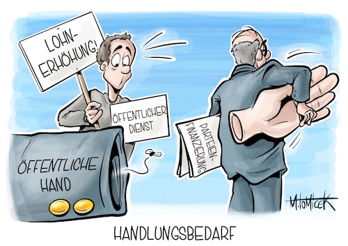 Cartoon: Handlungsbedarf (medium) by Mirco Tomicek tagged tarifverhandlungen,öffentlicher,dienst,öffentlich,tarif,tarife,lohn,gehalt,gehälter,löhne,lohnerhöhung,erhöhung,steuern,inflation,verhandlungen,parteien,partei,parteienfinanzierung,finanzierung,verfassungswidrig,verfassung,bundesverfassungsgericht,gericht,cartoon,karikatur,pressekarikatur,mirco,tomicek,tarifverhandlungen,öffentlicher,dienst,öffentlich,tarif,tarife,lohn,gehalt,gehälter,löhne,lohnerhöhung,erhöhung,steuern,inflation,verhandlungen,parteien,partei,parteienfinanzierung,finanzierung,verfassungswidrig,verfassung,bundesverfassungsgericht,gericht,cartoon,karikatur,pressekarikatur,mirco,tomicek