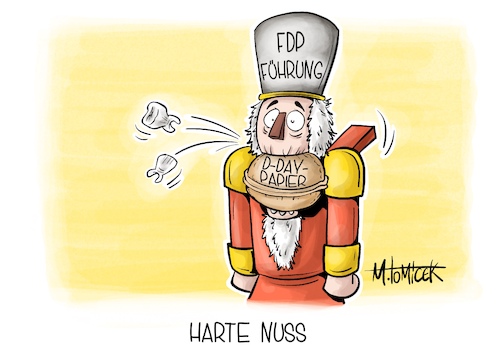 Cartoon: Harte Nuss (medium) by Mirco Tomicek tagged fdp,day,papier,dday,rücktritt,generalsekretär,djir,sarai,ampel,aus,regierung,plan,lindner,spitze,führung,nussknacker,karikatur,pressekarikatur,cartoon,mirco,tomicek,fdp,day,papier,dday,rücktritt,generalsekretär,djir,sarai,ampel,aus,regierung,plan,lindner,spitze,führung,nussknacker,karikatur,pressekarikatur,cartoon,mirco,tomicek