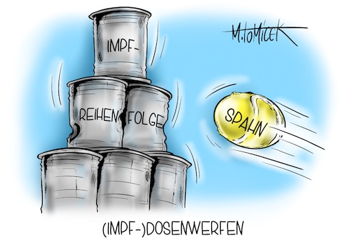 Cartoon: Impf-Dosenwerfen (medium) by Mirco Tomicek tagged impfdosen,impfungen,impfung,impfstoff,impfstoffe,reservieren,reservierung,reservierungen,jens,spahn,gesundheitsminister,kinder,schüler,schülerinnen,jugendliche,schule,unterricht,sommer,zulassung,priorisierung,impfpriorisierung,reihenfolge,impfreihenfolge,aufhebung,ema,cartoon,karikatur,pressekarikatur,mirco,tomicek,impfdosen,impfungen,impfung,impfstoff,impfstoffe,reservieren,reservierung,reservierungen,jens,spahn,gesundheitsminister,kinder,schüler,schülerinnen,jugendliche,schule,unterricht,sommer,zulassung,priorisierung,impfpriorisierung,reihenfolge,impfreihenfolge,aufhebung,ema,cartoon,karikatur,pressekarikatur,mirco,tomicek