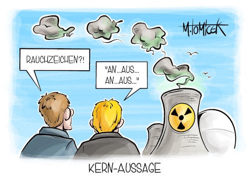 Cartoon: Kern-Aussage (medium) by Mirco Tomicek tagged atomkraft,atomkraftwerk,atomkraftwerke,atom,ausstieg,akw,laufzeit,netz,energie,energien,strom,energiewende,cartoon,karikatur,pressekarikatur,mirco,tomicek,atomkraft,atomkraftwerk,atomkraftwerke,atom,ausstieg,akw,laufzeit,netz,energie,energien,strom,energiewende,cartoon,karikatur,pressekarikatur,mirco,tomicek