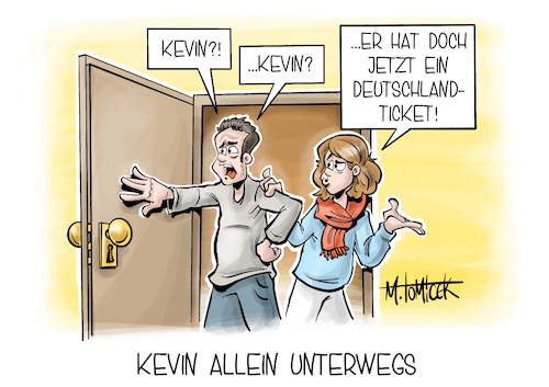 Cartoon: Kevin allein unterwegs (medium) by Mirco Tomicek tagged bundestag,preis,steigerung,deutschlandticket,ticket,dticket,deutschland,öpnv,zug,bahn,bahnfahren,zugfahren,nahverkehr,bahnhof,finanzierung,58,euro,kevin,allein,zuhaus,karikatur,pressekarikatur,cartoon,mirco,tomicek,bundestag,preis,steigerung,deutschlandticket,ticket,dticket,deutschland,öpnv,zug,bahn,bahnfahren,zugfahren,nahverkehr,bahnhof,finanzierung,58,euro,kevin,allein,zuhaus,karikatur,pressekarikatur,cartoon,mirco,tomicek