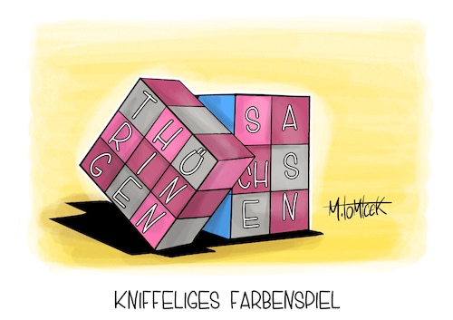 Cartoon: Kniffeliges Farbenspiel (medium) by Mirco Tomicek tagged thüringen,sachsen,landtagswahl,wahlen,wahl,wähler,landtagswahlen,gewählt,ergebnisse,afd,cdu,spd,linke,bsw,gespräche,zauber,würfel,cartoon,karikatur,pressekarikatur,mirco,tomicek,thüringen,sachsen,landtagswahl,wahlen,wahl,wähler,landtagswahlen,gewählt,ergebnisse,afd,cdu,spd,linke,bsw,gespräche,zauber,würfel,cartoon,karikatur,pressekarikatur,mirco,tomicek