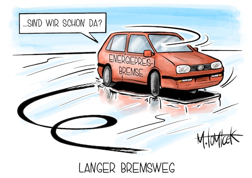 Cartoon: Langer Bremsweg (medium) by Mirco Tomicek tagged bundestag,gas,gaspreisbremse,preisbremse,strompreis,strompreisbremse,strom,energie,energiepreisbremse,bremse,energien,winter,cartoon,karikatur,pressekarikatur,mirco,tomicek,bundestag,gas,gaspreisbremse,preisbremse,strompreis,strompreisbremse,strom,energie,energiepreisbremse,bremse,energien,winter,cartoon,karikatur,pressekarikatur,mirco,tomicek