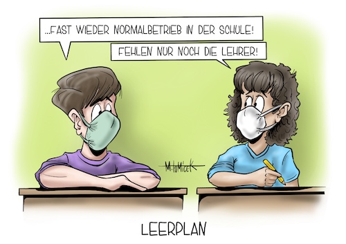 Cartoon: Leerplan (medium) by Mirco Tomicek tagged schule,schüler,corona,covid19,lehrer,lehrermangel,problem,problematisch,unterricht,präsenzunterricht,schulen,masken,maskenpflicht,virus,reiserückkehrer,urlaub,schulstart,schulanfang,klasse,lehrplan,karikatur,cartoon,mirco,tomicek,schule,schüler,corona,covid19,lehrer,lehrermangel,problem,problematisch,unterricht,präsenzunterricht,schulen,masken,maskenpflicht,virus,reiserückkehrer,urlaub,schulstart,schulanfang,klasse,lehrplan,karikatur,cartoon,mirco,tomicek