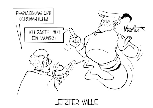 Cartoon: Letzter Wille (medium) by Mirco Tomicek tagged donald,trump,coronahilfe,hilfe,hilfen,corona,stoppt,stoppen,begnadigung,begnadigt,freunde,anwalt,anwälte,hilfspaket,paket,covid19,usa,us,president,joe,biden,wahl,präsident,weißes,haus,disney,aladin,wunderlampe,dschinni,cartoon,karikatur,pressekarikatur,mirco,tomicek,donald,trump,coronahilfe,hilfe,hilfen,corona,stoppt,stoppen,begnadigung,begnadigt,freunde,anwalt,anwälte,hilfspaket,paket,covid19,usa,us,president,joe,biden,wahl,präsident,weißes,haus,disney,aladin,wunderlampe,dschinni,cartoon,karikatur,pressekarikatur,mirco,tomicek