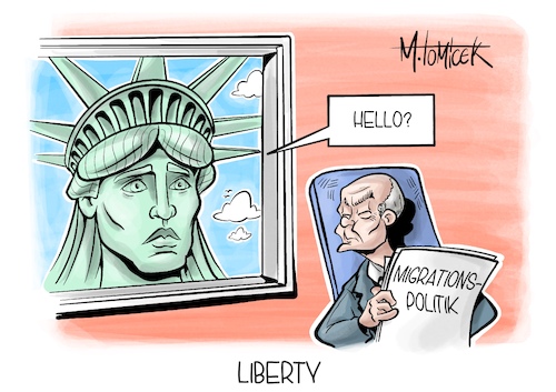 Cartoon: Liberty (medium) by Mirco Tomicek tagged migration,asyl,migrationspolitik,politik,asylpolitik,bezahlkarte,bund,länder,länderchefs,olaf,scholz,treffen,usa,präsidenschaftswahl,wahl,wahlen,präsident,joe,biden,donald,trump,kandidatur,kandidaten,amerika,super,tuesday,karikatur,pressekarikatur,cartoon,mirco,tomicek,migration,asyl,migrationspolitik,politik,asylpolitik,bezahlkarte,bund,länder,länderchefs,olaf,scholz,treffen,usa,präsidenschaftswahl,wahl,wahlen,präsident,joe,biden,donald,trump,kandidatur,kandidaten,amerika,super,tuesday,karikatur,pressekarikatur,cartoon,mirco,tomicek