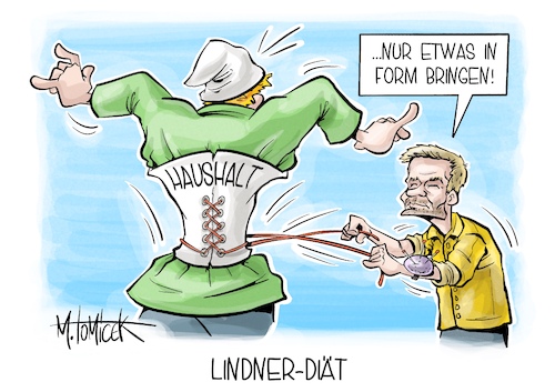 Cartoon: Lindner-Diät (medium) by Mirco Tomicek tagged christian,lindner,haushalt,haushaltsentwurf,elterngeld,rente,pflege,sparen,einsparen,einsparungen,geld,finanzen,bundestag,karikatur,pressekarikatur,cartoon,mirco,tomicek,christian,lindner,haushalt,haushaltsentwurf,elterngeld,rente,pflege,sparen,einsparen,einsparungen,geld,finanzen,bundestag,karikatur,pressekarikatur,cartoon,mirco,tomicek