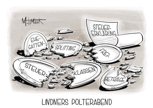 Cartoon: Lindners Polterabend (medium) by Mirco Tomicek tagged christian,lindner,finanzen,finanzminister,steuern,steuer,reform,ehegattensplitting,ehegatten,steuerklassen,steuerklasse,freibeträge,finanzamt,steuererklärung,polterabend,cartoon,karikatur,pressekarikatur,mirco,tomicek,christian,lindner,finanzen,finanzminister,steuern,steuer,reform,ehegattensplitting,ehegatten,steuerklassen,steuerklasse,freibeträge,finanzamt,steuererklärung,polterabend,cartoon,karikatur,pressekarikatur,mirco,tomicek