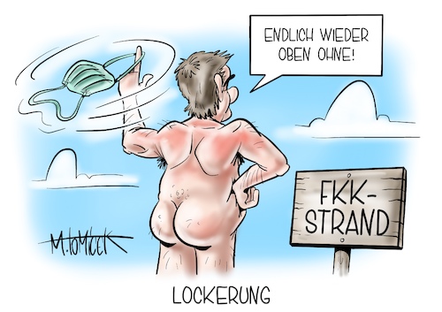 Cartoon: Lockerung (medium) by Mirco Tomicek tagged maskenpflicht,maske,masken,schutzmaske,mund,nase,bedeckung,corona,coronamaske,aufhebung,diskussusionen,debatte,inzidenz,inzidenzwert,lockerungen,lockerung,reisen,reise,urlaub,kurzurlaub,sommer,sommerferien,sommerurlaub,vereisen,einreise,einreisebeschränkung,fkk,strand,freien,cartoon,karikatur,pressekarikatur,mirco,tomicek,maskenpflicht,maske,masken,schutzmaske,mund,nase,bedeckung,corona,coronamaske,aufhebung,diskussusionen,debatte,inzidenz,inzidenzwert,lockerungen,lockerung,reisen,reise,urlaub,kurzurlaub,sommer,sommerferien,sommerurlaub,vereisen,einreise,einreisebeschränkung,fkk,strand,freien,cartoon,karikatur,pressekarikatur,mirco,tomicek