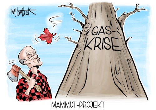 Cartoon: Mammut-Projekt (medium) by Mirco Tomicek tagged olaf,scholz,robert,habeck,in,kanada,lieferung,liefern,kanadisches,gas,gaslieferung,flüssiggas,flüssig,gaspreise,gaskrise,krise,deutschland,rohstoff,energiemission,energien,cartoon,karikatur,pressekarikatur,mirco,tomicek,olaf,scholz,robert,habeck,in,kanada,lieferung,liefern,kanadisches,gas,gaslieferung,flüssiggas,flüssig,gaspreise,gaskrise,krise,deutschland,rohstoff,energiemission,energien,cartoon,karikatur,pressekarikatur,mirco,tomicek