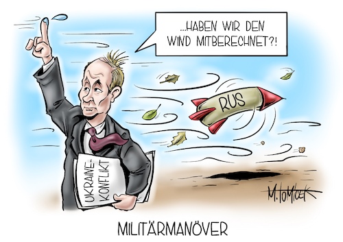 Cartoon: Militärmanöver (medium) by Mirco Tomicek tagged ukraine,konflikt,krise,russland,militär,militärmanöver,manöver,wladimir,putin,russisch,waffen,raketen,rakete,übung,übungen,streitkräfte,wind,sturm,sturmtief,stürme,orkan,orkantief,sturmböen,zeynep,cartoon,karikatur,pressekarikatur,mirco,tomicek,ukraine,konflikt,krise,russland,militär,militärmanöver,manöver,wladimir,putin,russisch,waffen,raketen,rakete,übung,übungen,streitkräfte,wind,sturm,sturmtief,stürme,orkan,orkantief,sturmböen,zeynep,cartoon,karikatur,pressekarikatur,mirco,tomicek