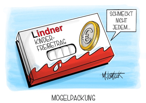 Cartoon: Mogelpackung (medium) by Mirco Tomicek tagged kinderfreibetrag,betrag,kinder,kindergeld,finanzierung,finanzen,erhöhung,geld,eltern,christian,lindner,schokolade,cartoon,karikatur,pressekarikatur,mirco,tomicek,kinderfreibetrag,betrag,kinder,kindergeld,finanzierung,finanzen,erhöhung,geld,eltern,christian,lindner,schokolade,cartoon,karikatur,pressekarikatur,mirco,tomicek