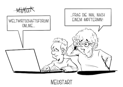 Cartoon: Neustart (medium) by Mirco Tomicek tagged weltwirtschaftsforum,welt,wirtschafts,forum,corona,krise,pandemie,covid19,virtuell,digital,online,webcam,video,live,stream,krisen,neustart,angela,merkel,zukunft,menschheit,impfung,impfungen,impfstoff,impftermin,termin,terminvergabe,impfzentren,cartoon,karikatur,pressekarikatur,mirco,tomicek,weltwirtschaftsforum,welt,wirtschafts,forum,corona,krise,pandemie,covid19,virtuell,digital,online,webcam,video,live,stream,krisen,neustart,angela,merkel,zukunft,menschheit,impfung,impfungen,impfstoff,impftermin,termin,terminvergabe,impfzentren,cartoon,karikatur,pressekarikatur,mirco,tomicek