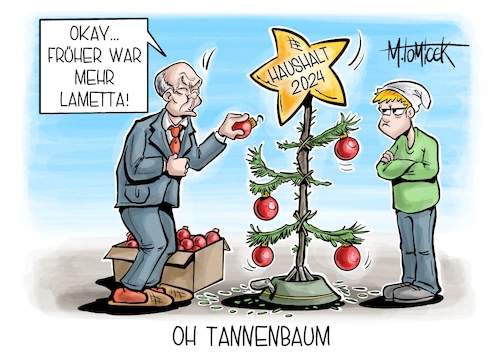 Cartoon: Oh Tannenbaum (medium) by Mirco Tomicek tagged streichliste,haushalt,2024,ampel,koalition,ampelkoalition,kabinett,finanzen,finanzierung,scholz,weihnachten,bei,hoppenstedts,cartoon,karikatur,pressekarikatur,mirco,tomicek,streichliste,haushalt,2024,ampel,koalition,ampelkoalition,kabinett,finanzen,finanzierung,scholz,weihnachten,bei,hoppenstedts,cartoon,karikatur,pressekarikatur,mirco,tomicek