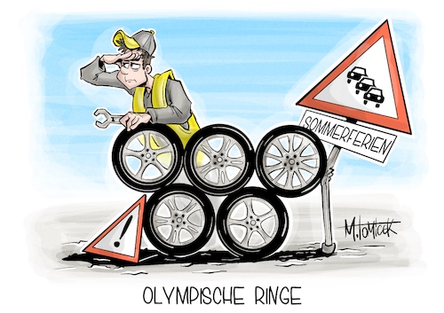 Cartoon: Olympische Ringe (medium) by Mirco Tomicek tagged stau,adac,ferienstau,sommerferien,ferien,staus,autobahn,auto,reise,reisen,urlaub,urlauber,ferienbegin,verkehr,olympia,olympische,spiele,ringe,olympiade,cartoon,karikatur,pressekarikatur,mirco,tomicek,stau,adac,ferienstau,sommerferien,ferien,staus,autobahn,auto,reise,reisen,urlaub,urlauber,ferienbegin,verkehr,olympia,olympische,spiele,ringe,olympiade,cartoon,karikatur,pressekarikatur,mirco,tomicek