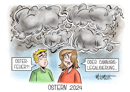 Cartoon: Ostern 2024 (medium) by Mirco Tomicek tagged ostern,osterfest,ostereier,osterfeuer,feuer,rauch,cannabis,legalisieren,legalisierung,cannabislegalisierung,kiffen,hanf,marihuana,rauchen,cannabisgesetz,gesetz,april,karikatur,pressekarikatur,cartoon,mirco,tomicek,ostern,osterfest,ostereier,osterfeuer,feuer,rauch,cannabis,legalisieren,legalisierung,cannabislegalisierung,kiffen,hanf,marihuana,rauchen,cannabisgesetz,gesetz,april,karikatur,pressekarikatur,cartoon,mirco,tomicek