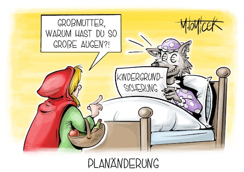 Cartoon: Planänderung (medium) by Mirco Tomicek tagged kindergrundsicherung,kinder,grundsicherung,kindergeld,geld,familie,armut,familienministerin,lisa,paus,zahlen,ampel,ampelkoalition,koalition,eckpunkte,rotkäppchen,cartoon,karikatur,pressekarikatur,mirco,tomicek,kindergrundsicherung,kinder,grundsicherung,kindergeld,geld,familie,armut,familienministerin,lisa,paus,zahlen,ampel,ampelkoalition,koalition,eckpunkte,rotkäppchen,cartoon,karikatur,pressekarikatur,mirco,tomicek