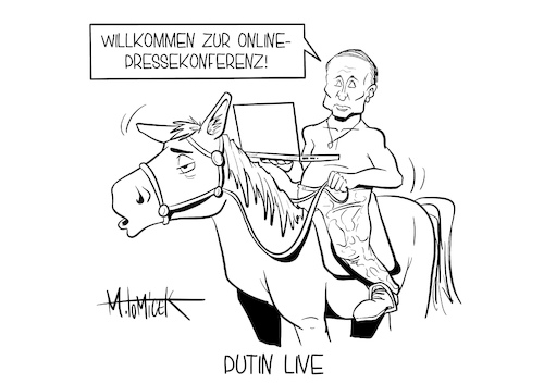 Cartoon: Putin Live (medium) by Mirco Tomicek tagged wladimir,putin,jahres,pressekonferenz,konferenz,presse,video,online,web,videochat,virtuell,fragestunde,stream,live,russland,moskau,nawalny,giftattacke,gift,kreml,attacke,corona,impfung,impfungen,covid19,impfe,russischer,präsident,pferd,reiten,reitet,digital,computer,medien,medienbericht,berichte,frage,antwort,fragen,cartoon,karikatur,pressekarikatur,mirco,tomicek,wladimir,putin,jahres,pressekonferenz,konferenz,presse,video,online,web,videochat,virtuell,fragestunde,stream,live,russland,moskau,nawalny,giftattacke,gift,kreml,attacke,corona,impfung,impfungen,covid19,impfe,russischer,präsident,pferd,reiten,reitet,digital,computer,medien,medienbericht,berichte,frage,antwort,fragen,cartoon,karikatur,pressekarikatur,mirco,tomicek